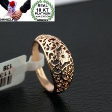 OMHXZJ-anillo de oro rosa 18KT para hombre y mujer, moda europea, regalo de boda, fiesta, flor hueca, RR548 2024 - compra barato