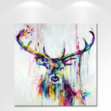 Lona artesanal animal cervos colorido pintura a óleo parede arte imagem para sala de estar decoração da parede 2024 - compre barato
