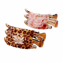 Pinzas para el pelo con estampado de leopardo para mujer, horquillas acrílicas con flores talladas, accesorios para el cabello, 1 ud. 2024 - compra barato