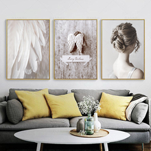 Nordic Modern Portrait Wall Art Poster Canvas Painting Angel Feather Wings Murals Wall Picture Painting For Living Room Decor 2024 - buy cheap