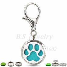 Hot Dog paw 30mm Key Chain Essential Oil Aroma Diffuser Locket Pendant with keyring Keychain Send 10pcs free Pads 2024 - buy cheap