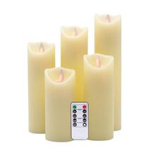 Pack of 5 Yellow light LED Flameless Wax Candles With Remote and Timer,Moving Flame Christmas Candles For Decoration,not battery 2024 - buy cheap