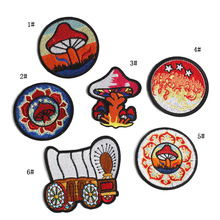 PGY High Quality Round Punk Mushroom Patches Earth Space Patch Carriage Embroidered Iron On Patches For Clothes Stripe Stickers 2024 - buy cheap