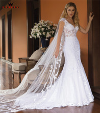 Custom Made Mermaid Tulle Lace Beading Sequins Sexy Luxury Formal Wedding Dresses Vestido de Noiva 2020 New Design WH33 2024 - buy cheap