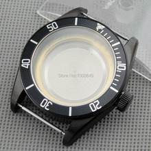 Caja de reloj de acero negro de zafiro de 41mm, compatible con Miyota 8205/8215,ETA 2836,DG2813, movimiento automático 2024 - compra barato