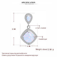 ROLILASON Anniversary Square White Fire  opal Jewelry  Silver Stamped Pendants for women Wedding Fashion jewelry OP736 2024 - buy cheap