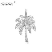 Pendant Palm Tree 925 Sterling Silver White Zirconia For Women Trendy Gift Europe Key Chains Jewelry Pendant Fit Link Necklace 2024 - buy cheap