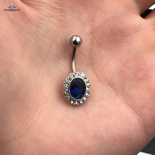 Piercing mágico azul ovalado para Ombligo, Piercing Simple de cristal para Ombligo, Ombligo, M831 2024 - compra barato