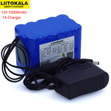 Liitokala-Paquete de batería de li-lon, 12V, 10Ah, 18650, 12,6 V, 10000mAh, con placa de protección de circuito BMS, CC de 5,5x2,1mm + cargador de 1A 2024 - compra barato