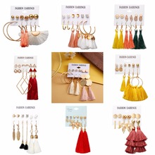 Boho Tassel Dangle Earrings set For women Gold color Leaf Geometric Long Drop Statement Earring For Female Brincos Jewelry 2024 - buy cheap