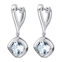 Utimtree pendientes elegantes de moda de las mujeres de joyas de cristal regalos Plaza circonita compromiso de boda de la gota pendiente 2024 - compra barato