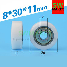 SWMAKER 8*30*11mm tipo F paquete plano plástico rodamiento pompón nylon rueda plana 608ZZ rodamiento rodillo de acero 2024 - compra barato