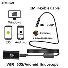 JCWHCAM 8mm Len 1M Soft  WIFI Endoscope Camera HD 720P Flexible Snake USB Pipe Inspection Borescope Android Tablet PC Camera 2024 - buy cheap
