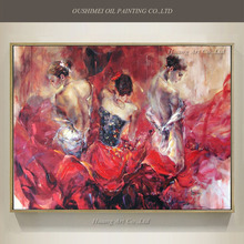 Girl Spanish Dancer Oil Painting Hand Painted High Quality Flamenco Dancer Red Oil Painting On Canvas For Wall Decoration 2024 - buy cheap