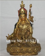 bi00598 6" Tibet Tibetan Bronze 24K Gold Gilt Guru Padmasambhava Rinpoche & Bowl Statue 2024 - buy cheap