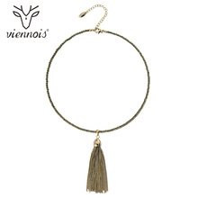 Viennois New Coffee Gold Collar Necklaces Tassel Pendant for Women Necklace Trendy Jewelry 2024 - buy cheap