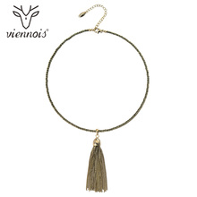 ¡Novedad! Collar Viennois de color café dorado, colgante con borlas, Collar para mujer, joyería de moda 2024 - compra barato