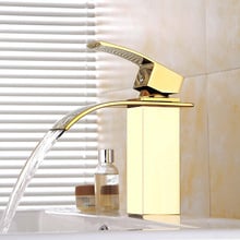 Gold washroom basin faucet waterfall faucet hot & cold water basin mixer sink faucet luxury water tap 2024 - buy cheap