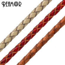 REAMOR-pulsera de cuerda de cuero genuino, brazalete redondo trenzado de 3mm, fabricación de joyas, 1m, venta al por mayor 2024 - compra barato