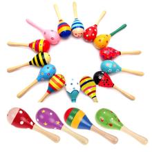 Juguete de bola de madera para bebé, sonajero de arena maraca, instrumento Musical de percusión infantil, soporte para Dropshipping 2024 - compra barato