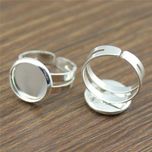 10Pcs Adjustable Rings For Children, Kids Adjustable Rings, Shiny Silver Color Ring Base Copper Material Fit 10mm Cabochon 2024 - buy cheap