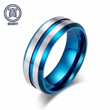 Мужское и женское кольцо geliity, классическое Двухрядное матовое кольцо из нержавеющей стали синего и черного цвета, ширина 8 мм, скошенные и роскошные края 2024 - купить недорого