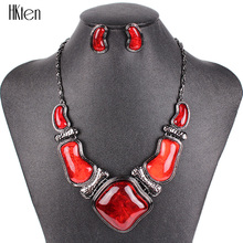 MS20558 Fashion Wedding Jewelry Sets Gunmetal Plated 5Colors Woman's  Red Necklace Set High Quality Party Gifts Free Shipping 2024 - buy cheap