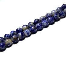 Wholesale  Faceted Natural White Dot Blue-vein Sodalite Stone Beads For Jewelry Making Bracelet  DIY 4/6/8/10/12mm Strand 15.5'' 2024 - buy cheap