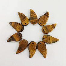 wholesale Natural tiger eye stone pendants charms carved angel wings pendants for jewelry Accessories making 12pcs/lot 2024 - buy cheap