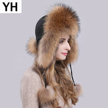 2022 Hot Sale Women Natural Fox Fur Russian Ushanka Hats Winter Thick Warm Ears Fashion Bomber Hat Lady Genuine Real Fox Fur Cap 2024 - buy cheap