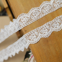 14 Yards / Lot White Width 2.5Cm Handmade Diy Accessories, Mesh Embroidered Lace Trim Little Rose Pattern 2024 - buy cheap