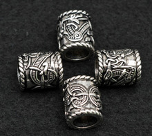 Cuentas vikingas grandes de plata antigua para pulseras, colgantes de Runas de dragón vikingos para collar, cuentas de pelo y barba, C27, 1 unidad 2024 - compra barato