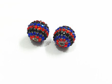 Newest  20mm 100pcs/lot  Royalblue/Black/Red Stripe Resin Rhinestone Ball Beads For Chunky Kids Necklace 2024 - buy cheap