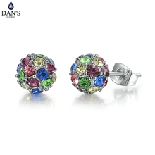 Dan's element brinco pequeno para mulheres, bola de cristal colorida, cor prata 8.5mm grânulos presente joias fashion dee385 2024 - compre barato