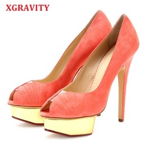 XGRAVITY-zapatos de punta de diseñador para mujer, Sandalias de tacón alto sexys, elegantes, de plataforma, A007, 2021 2024 - compra barato