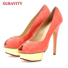 XGRAVITY 2021 Sexy Designer Toe Shoes Ladies Elegant Sexy High Heel Pumps Women High Heels Sandals Female Platform Footwear A007 2024 - buy cheap