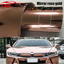 The newest High stretchable mirror rose gold Chrome Mirror flexible Vinyl Wrap Sheet Roll Film Car Sticker Decal Sheet 2024 - купить недорого