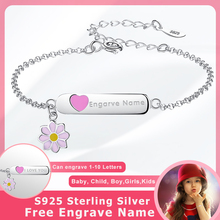 Eleshe pulseira de prata esterlina 925, personalizada, nome gravado inicial, bracelete para meninas, crianças, presente de joias ajustáveis 2024 - compre barato