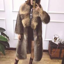 Woman'S Fur Coat Luxury African Raccoon Fur Long Coat Super Big Collar Elegant And Elegant 2024 - buy cheap