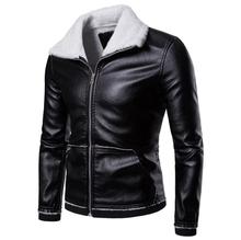 Chaqueta de cuero para hombre, abrigo grueso y cálido de talla grande, informal, con solapa, pelo de cordero, novedad, invierno, 2021 2024 - compra barato