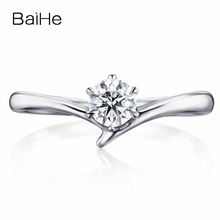 BAIHE Solid 18K White Gold 0.20ct H/SI Round Natural Diamond Wedding Band Trendy Fine Jewelry making Gift Diamond Ring for Women 2024 - buy cheap