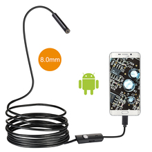 Câmera endoscópica de 8mm, cabo usb à prova d'água de 2mp com fio cobra para telefone android otg, 720p, cabo de inspeção, 1/2/3/5m 2024 - compre barato