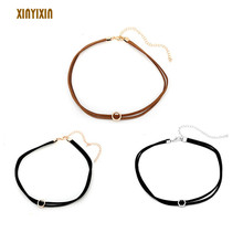 Fashion Black Leather Choker Necklace for Women Korean Style Velvet Leather Layered Chain Harajuku Necklace Sexy Fashion Jewelry 2024 - buy cheap