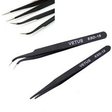 2pcs/lot Eyelash Extension Tweezers Straight & Curved Vetus Black Eyelash Tweezer 2024 - buy cheap