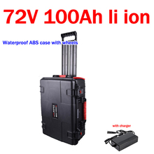 GTK waterproof 72v 100Ah lithium ion battery li ion with BMS wheel trolley case for 7200W bike tricycle Forklift EV +10A charger 2024 - buy cheap