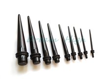 Straight Black PMMA Ear Stretcher Acrylic Expander Taper for Stretched Ear Lobes Body Piercing Jewelry 90pcs/lot 1.6-10mm 2024 - buy cheap