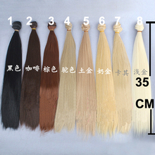 1 pieces thick bjd hair 35cm black brown flaxen golden natural color heat resistant long straight wig hair for 1/3 1/4 doll hair 2024 - buy cheap