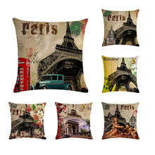 Vintage London Paris Cushion Cover Throw Pillow Covers Butterfly Flower Print Pillow Case for Sofa Car Pillowcases Pillows ZY347 2024 - buy cheap
