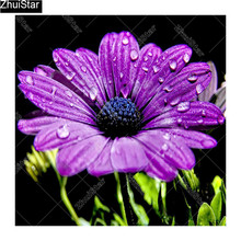 Full Square/5D DIY Diamond Painting "Purple petals " Embroidery Cross Stitch Mosaic Home Decor Gift CJ 2024 - buy cheap