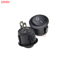 10PCS 20MM Diameter 2PIN black small ROUND Push Button rocker Switch ON/OFF   power switches 3A/250V 6A/125V 2024 - buy cheap